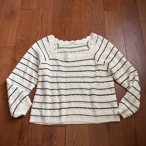 Women’s Marine Layer Cotton Blend Ivory Striped Pullover Sweater SZ XL - Picture 1 of 5
